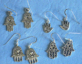 hamsa hand earrings  chamesh or hand of fatima silver charm jewelry