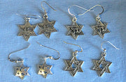 star of david silver charm earrings sterling silver ear wires