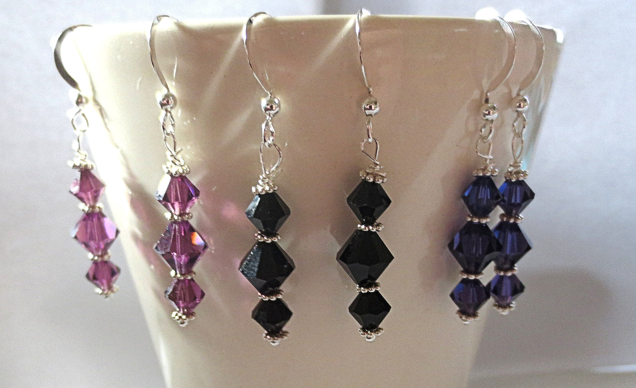 swarovski crystal earrings all sterling silver birthstone crystal earrings