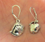 jewish high holiday silver earrings one apple one honey / sterling leverbacks
