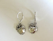 jewish high holiday silver earrings apples / sterling leverbacks