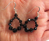 black swarovski crystals hoop earrings classic black