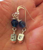 hanukkah or chanukah swarovski crystals silver earrings menorahs and dreidels sterling ear wires