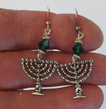 hanukkah or chanukah swarovski crystals silver earrings menorahs and dreidels sterling ear wires