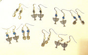 hanukkah or chanukah swarovski crystals silver earrings menorahs and dreidels sterling ear wires