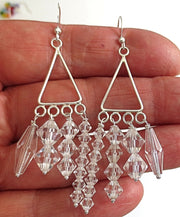 clear swarovski crystals chandelier earrings sterling silver bohemian styling