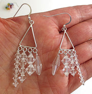 clear swarovski crystals chandelier earrings sterling silver bohemian styling