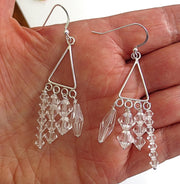 clear swarovski crystals chandelier earrings sterling silver bohemian styling