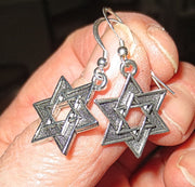 star of david silver charm earrings sterling silver ear wires