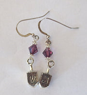 hanukkah or chanukah swarovski crystals silver earrings menorahs and dreidels sterling ear wires