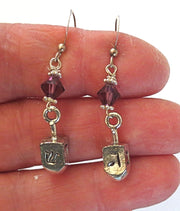 hanukkah or chanukah swarovski crystals silver earrings menorahs and dreidels sterling ear wires