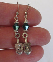 hanukkah or chanukah swarovski crystals silver earrings menorahs and dreidels sterling ear wires