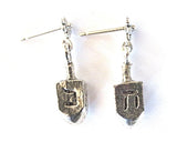 hanukkah or chanukah simple silver earrings menorahs and dreidels dreidels / sterling posts