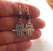 filagree hamsa earrings gemstones hand of fatima