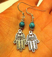 filagree hamsa earrings gemstones hand of fatima