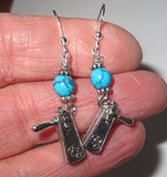 gemstone silver charm earrings for purim queen turquoise / groggers / sterling regular ear wires