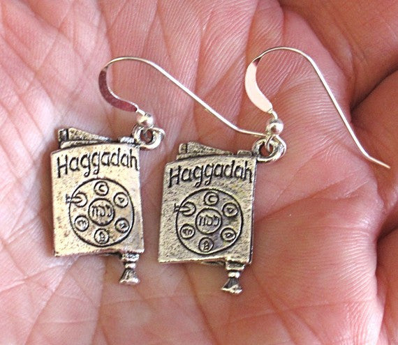 passover theme silver earrings