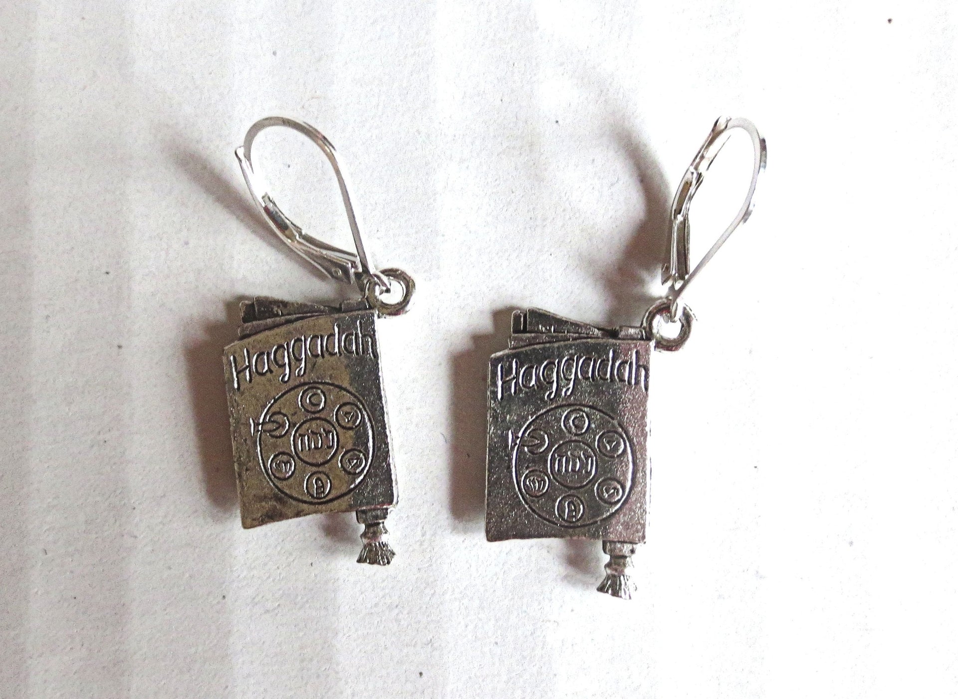 passover theme silver earrings