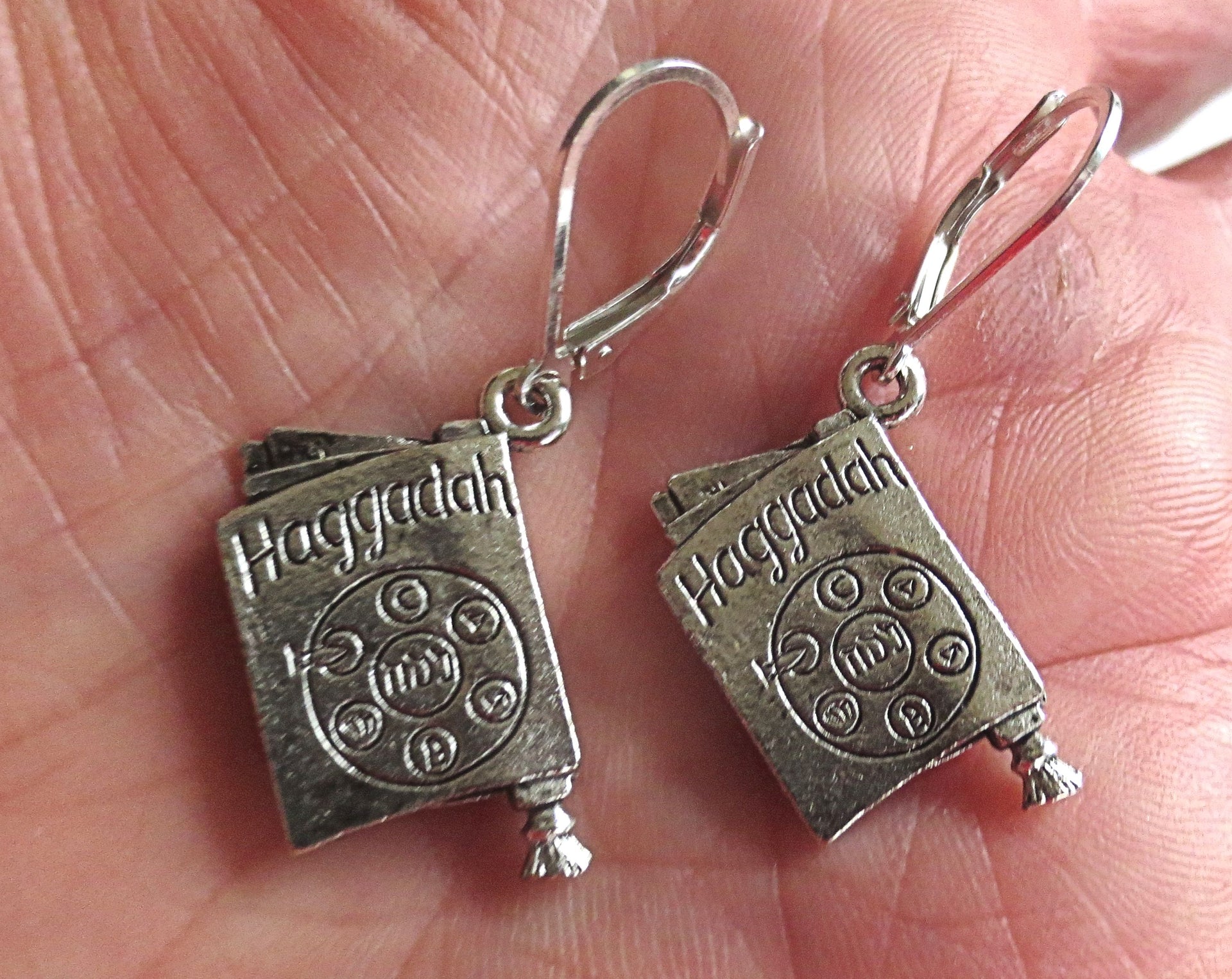 passover theme silver earrings