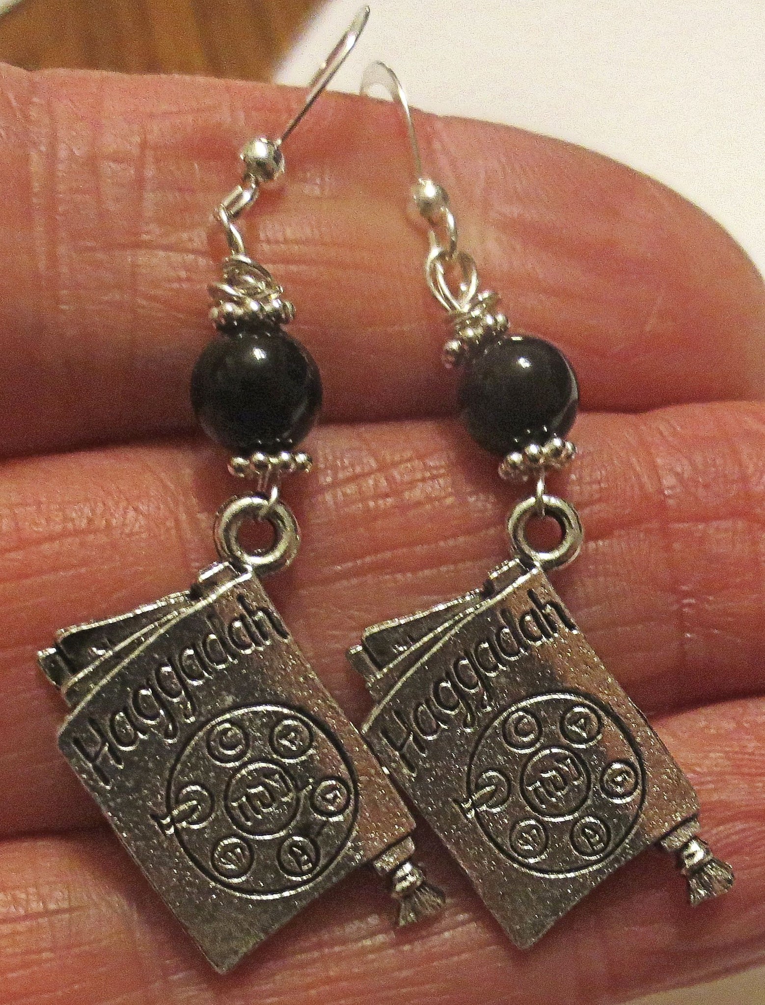 passover gemstone silver charm earrings seder plates, matzo, haggadah, jerusalem star