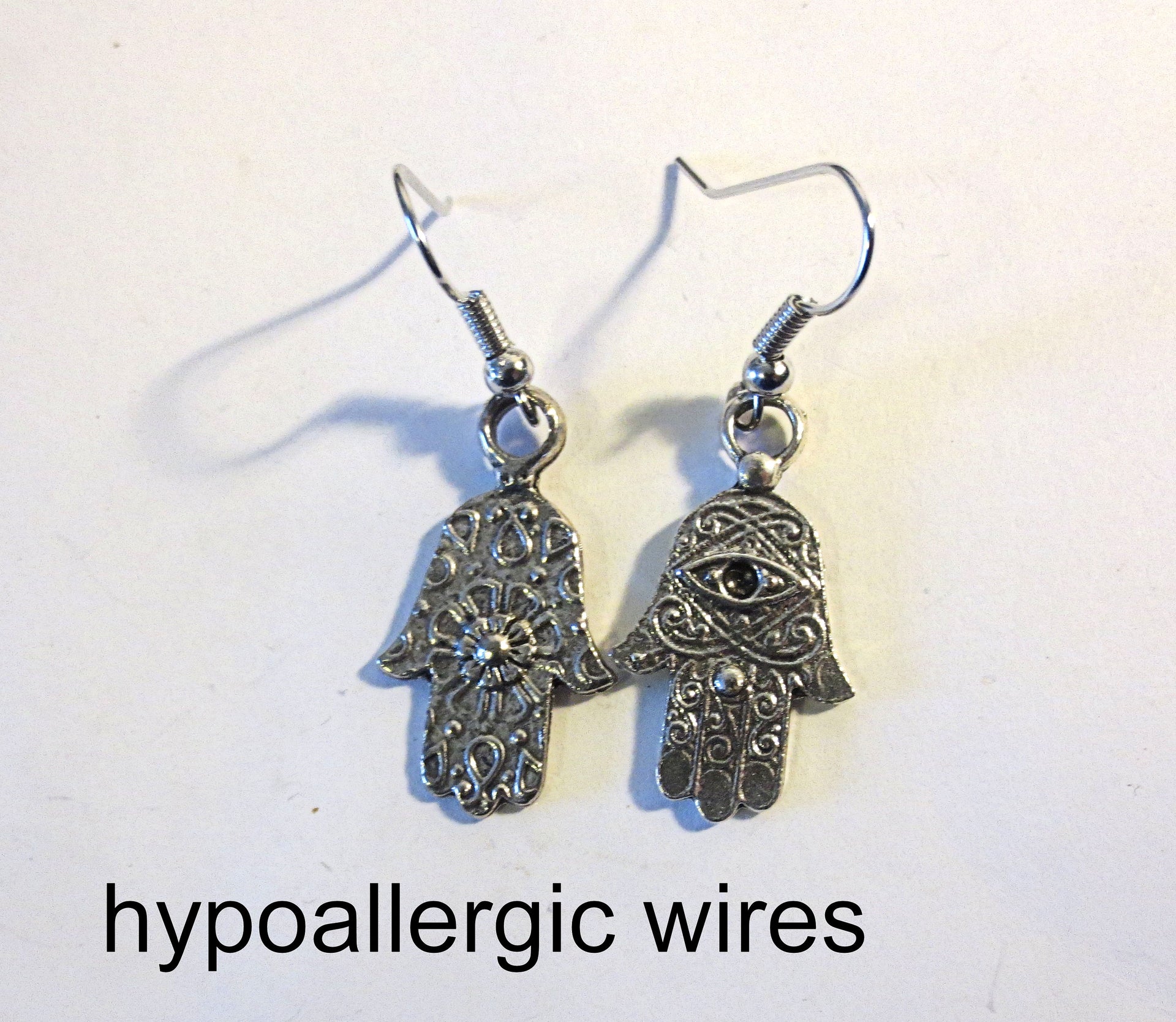 hamsa hand earrings  chamesh or hand of fatima silver charm jewelry