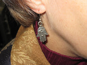 hamsa hand earrings  chamesh or hand of fatima silver charm jewelry