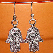 hamsa hand earrings  chamesh or hand of fatima silver charm jewelry