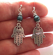 filagree hamsa earrings gemstones hand of fatima