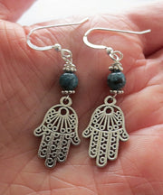 filagree hamsa earrings gemstones hand of fatima