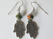 filagree hamsa earrings gemstones hand of fatima