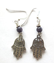 filagree hamsa earrings gemstones hand of fatima