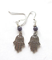 filagree hamsa earrings gemstones hand of fatima