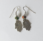 filagree hamsa earrings gemstones hand of fatima