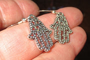 hamsa hand earrings  chamesh or hand of fatima silver charm jewelry