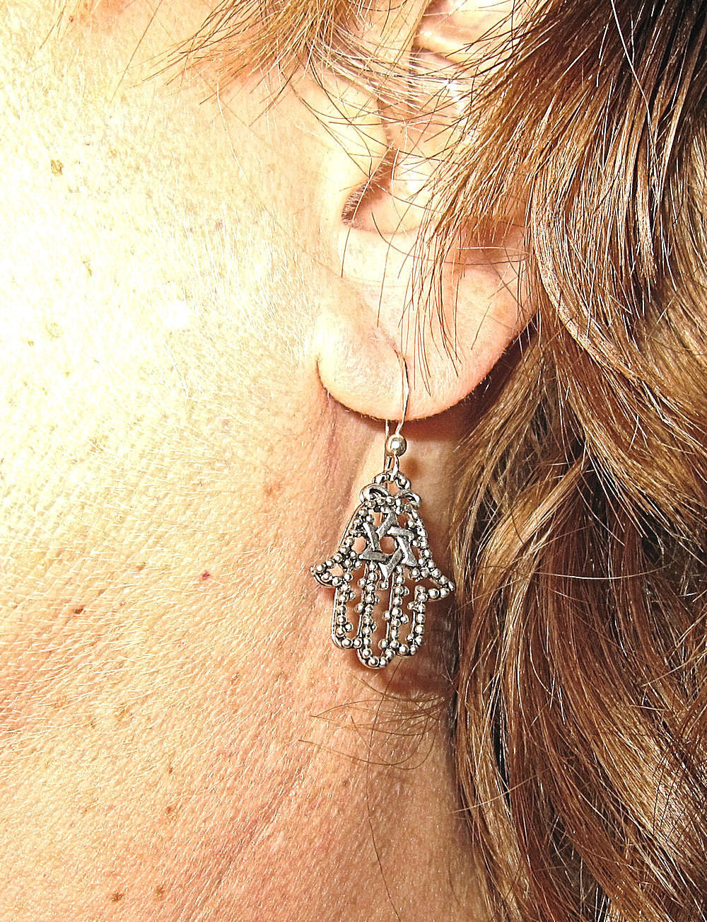 hamsa hand earrings  chamesh or hand of fatima silver charm jewelry