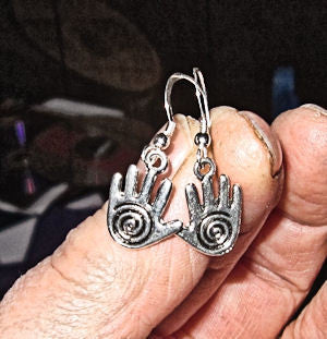 hamsa hand earrings  chamesh or hand of fatima silver charm jewelry healing hand / regular sterling ear wires