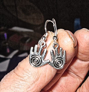 hamsa hand earrings  chamesh or hand of fatima silver charm jewelry healing hand / regular sterling ear wires