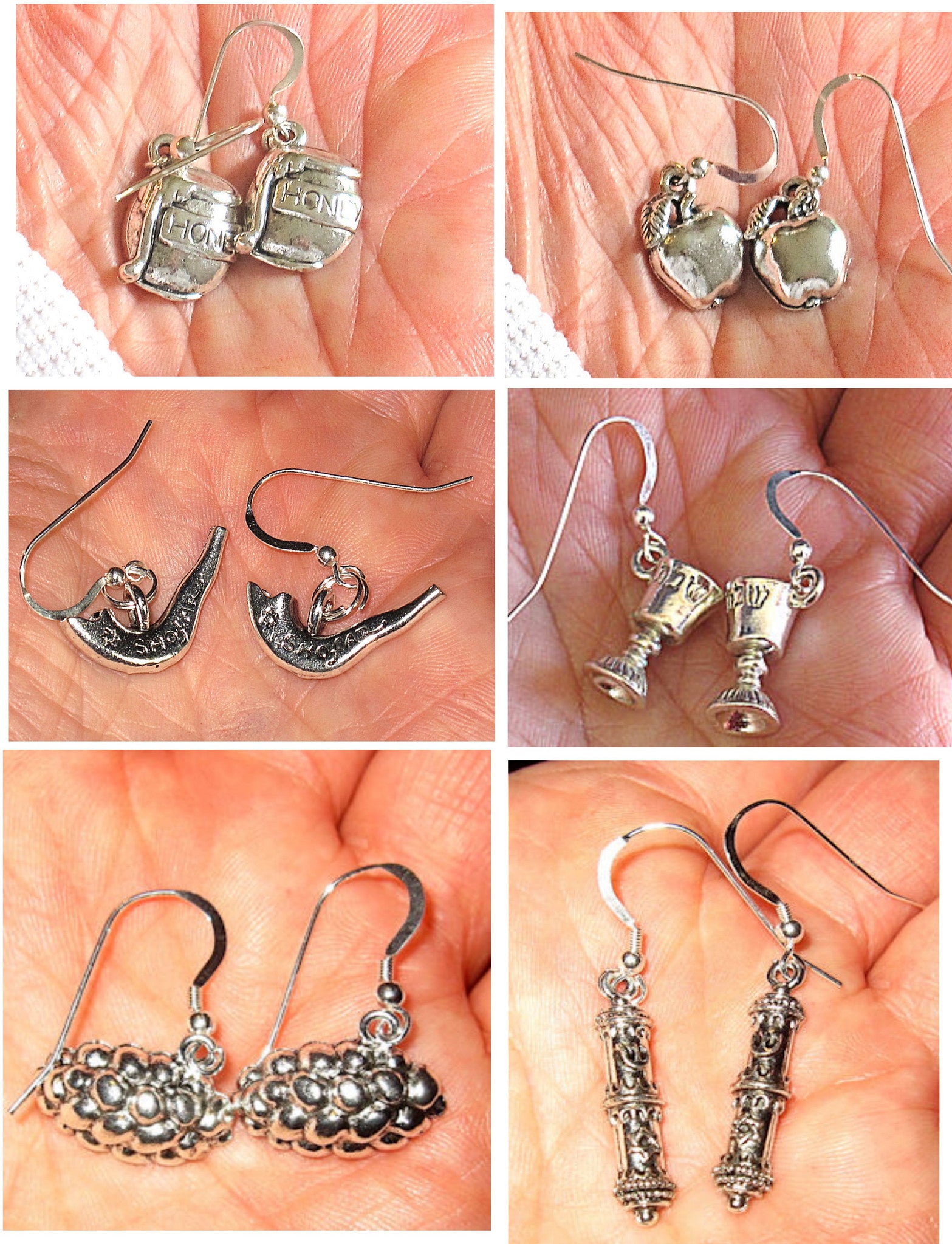 jewish high holiday silver earrings