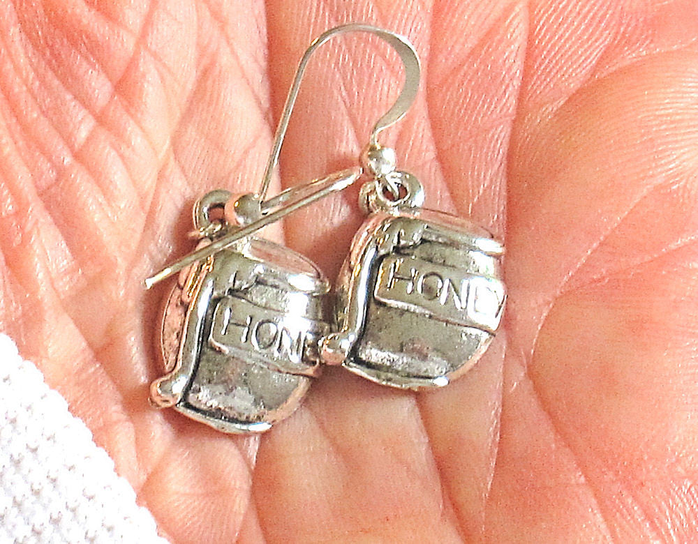 jewish high holiday silver earrings honey pots / sterling regular ear wires