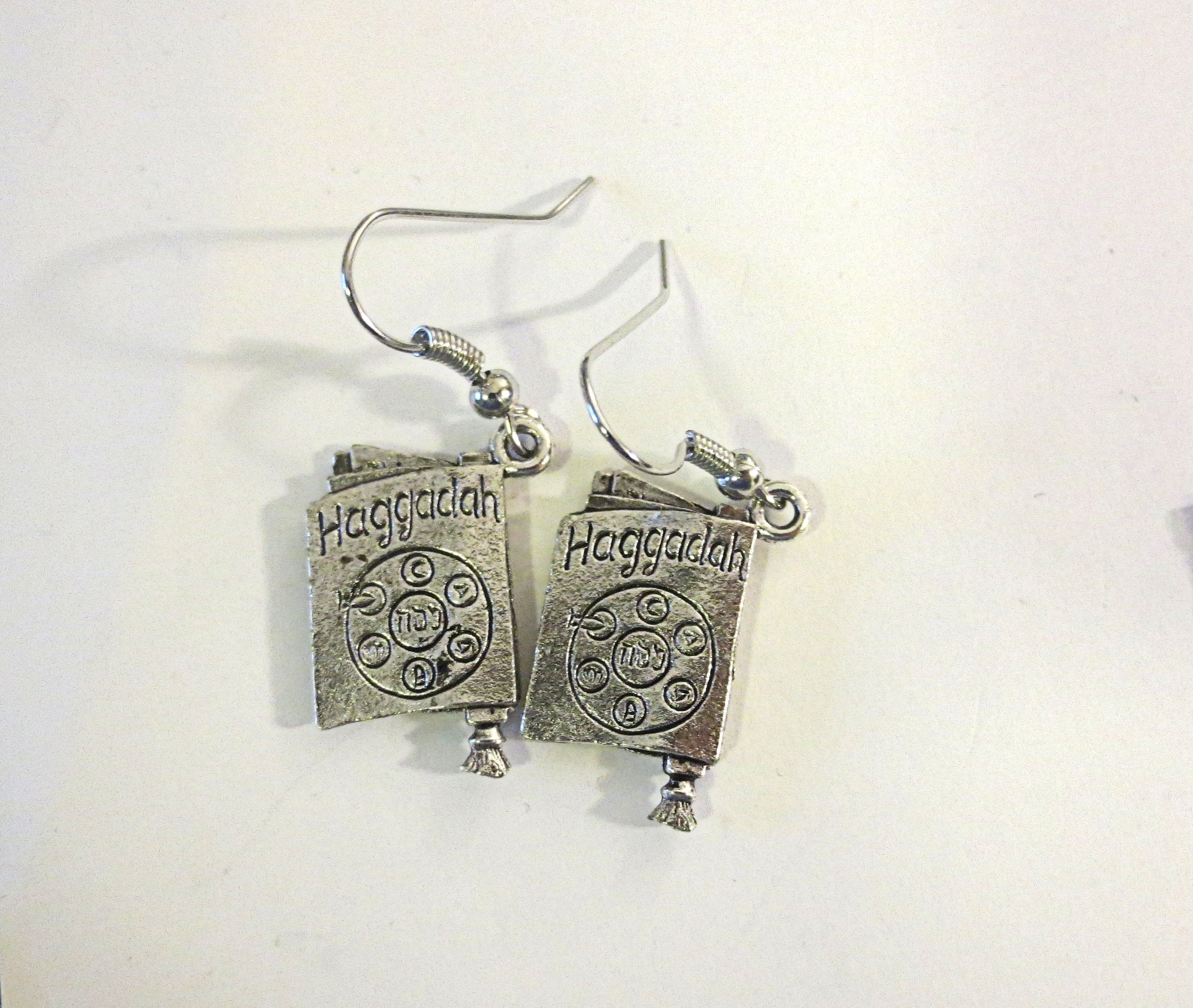 passover theme silver earrings