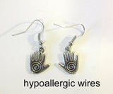 hamsa hand earrings  chamesh or hand of fatima silver charm jewelry healing hand / hypoallergic wires