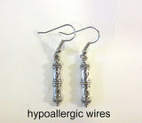 jewish high holiday silver earrings mezuzah case / hypoallergic wires