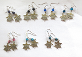 star of david earrings with gemstones jerusalem scene