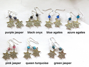 star of david earrings with gemstones jerusalem scene