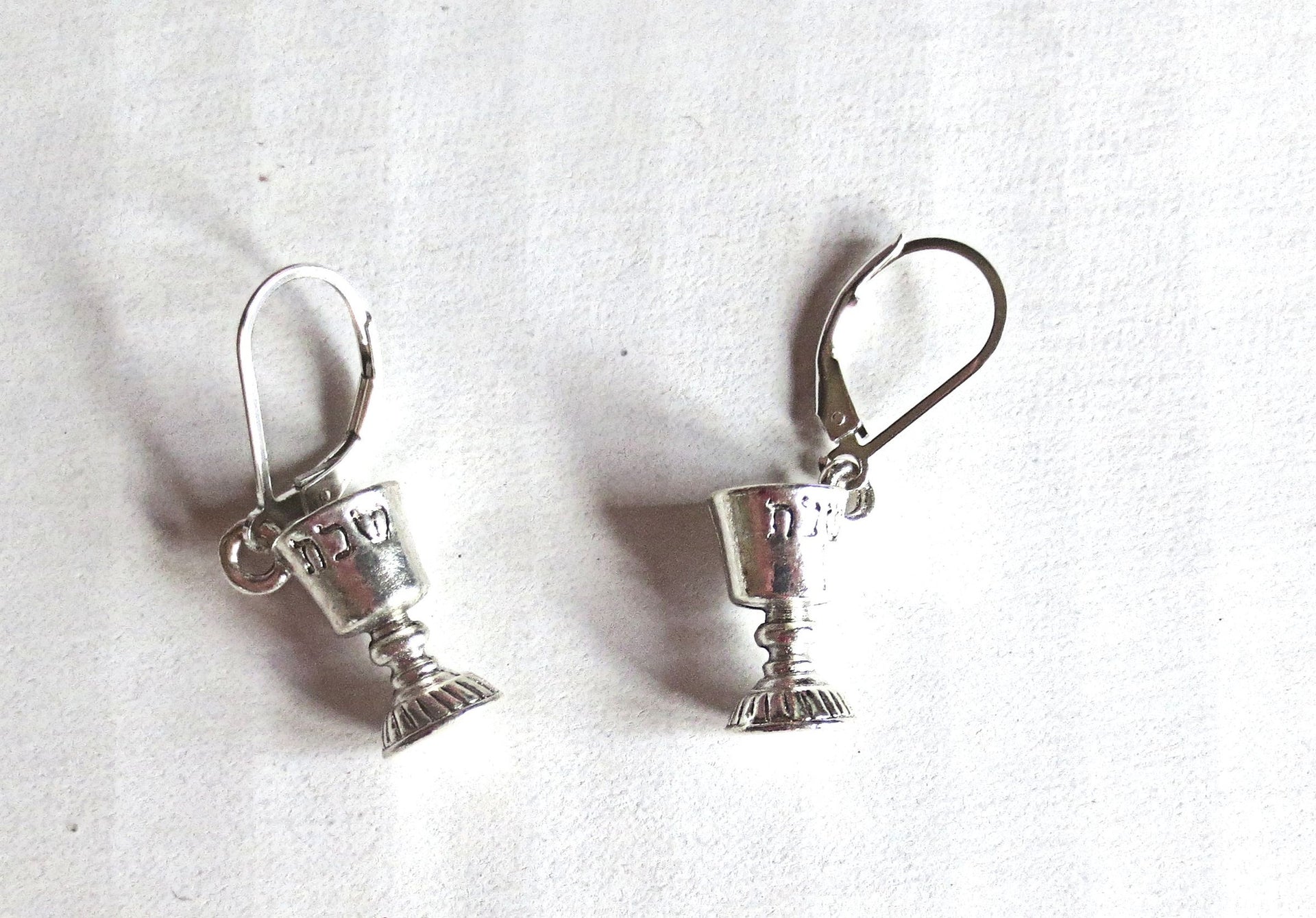 passover theme silver earrings