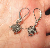 knitting theme silver earrings -- plain or with gemstones -- yarn with needles none / sterling leverbacks / knitting charm