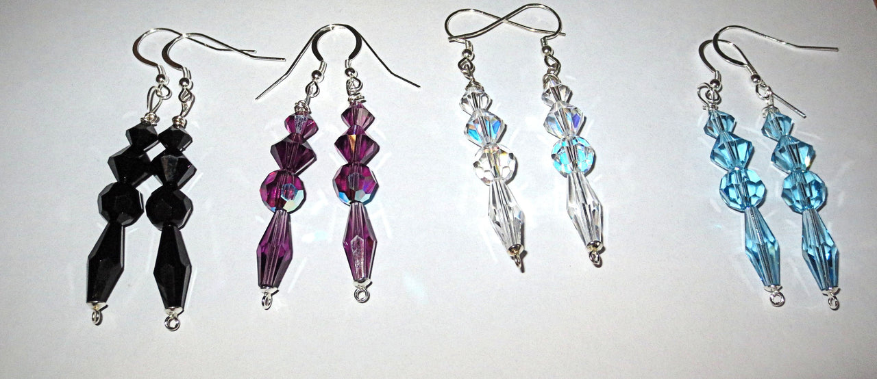 long dangle swarovski crystal sterling silver earrings elegant earrings