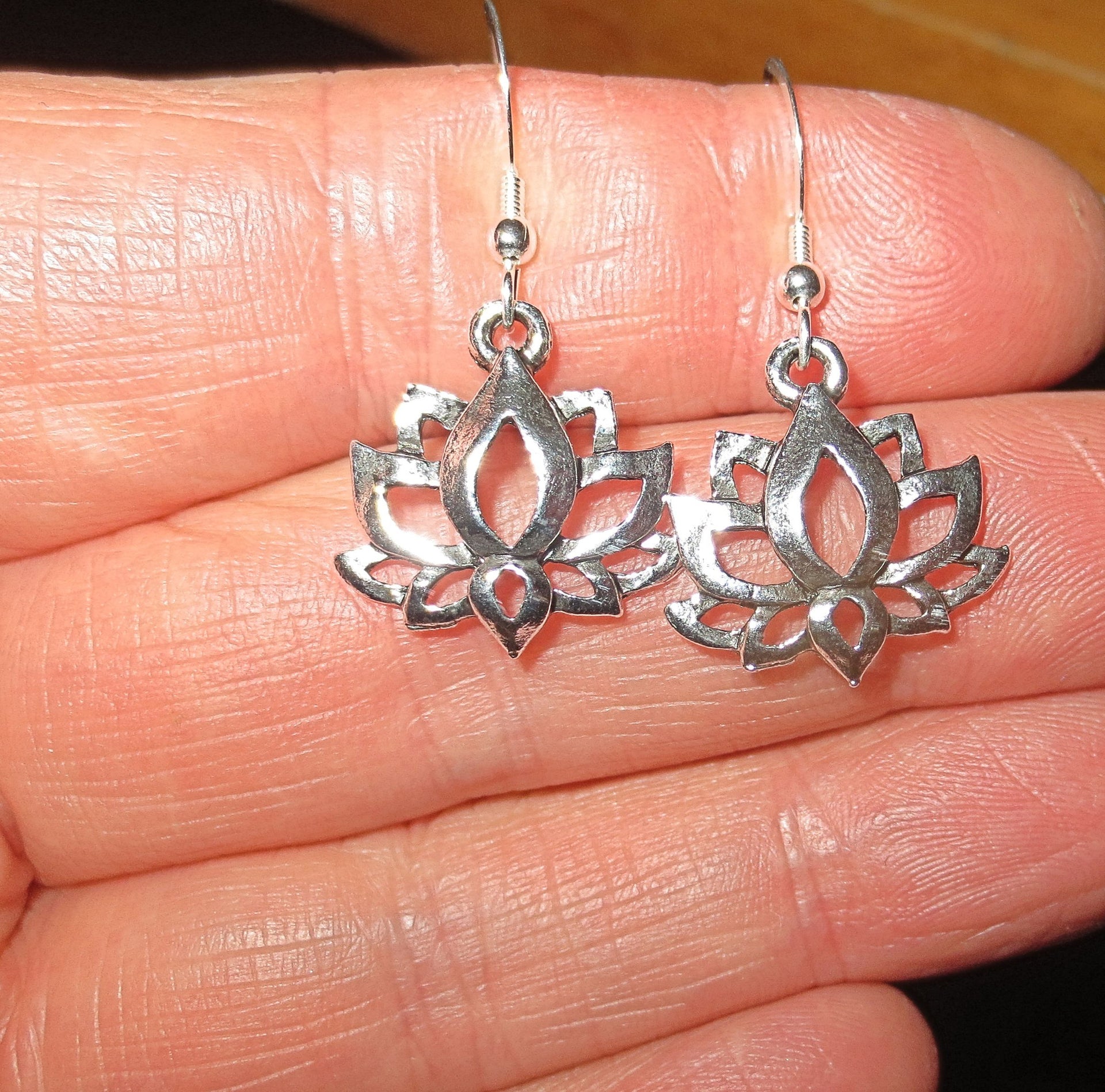 lotus flower silver earrings plain or with gemstones