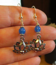 lotus flower silver earrings plain or with gemstones