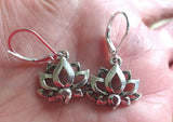 lotus flower silver earrings plain or with gemstones lotusflower / none / sterling silver leverbacks